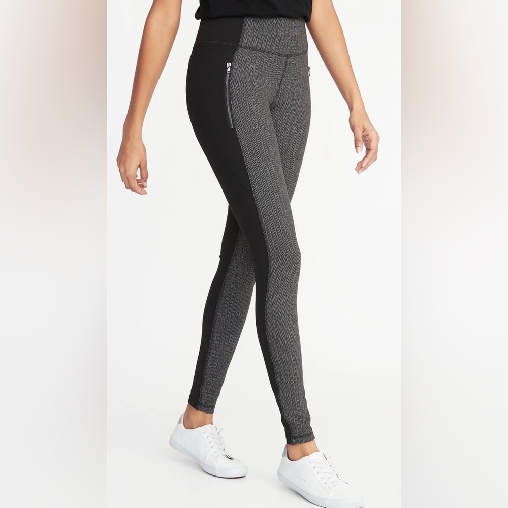 Old Navy Black and Charcoal Two-Tone Leggings